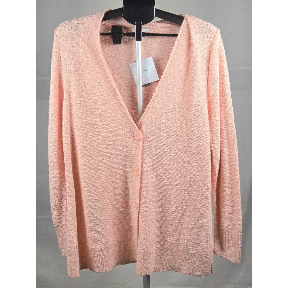 J. Jill Women's Pink‎ Large Knit Cardigan NWT Quiet Luxury Minimalist
